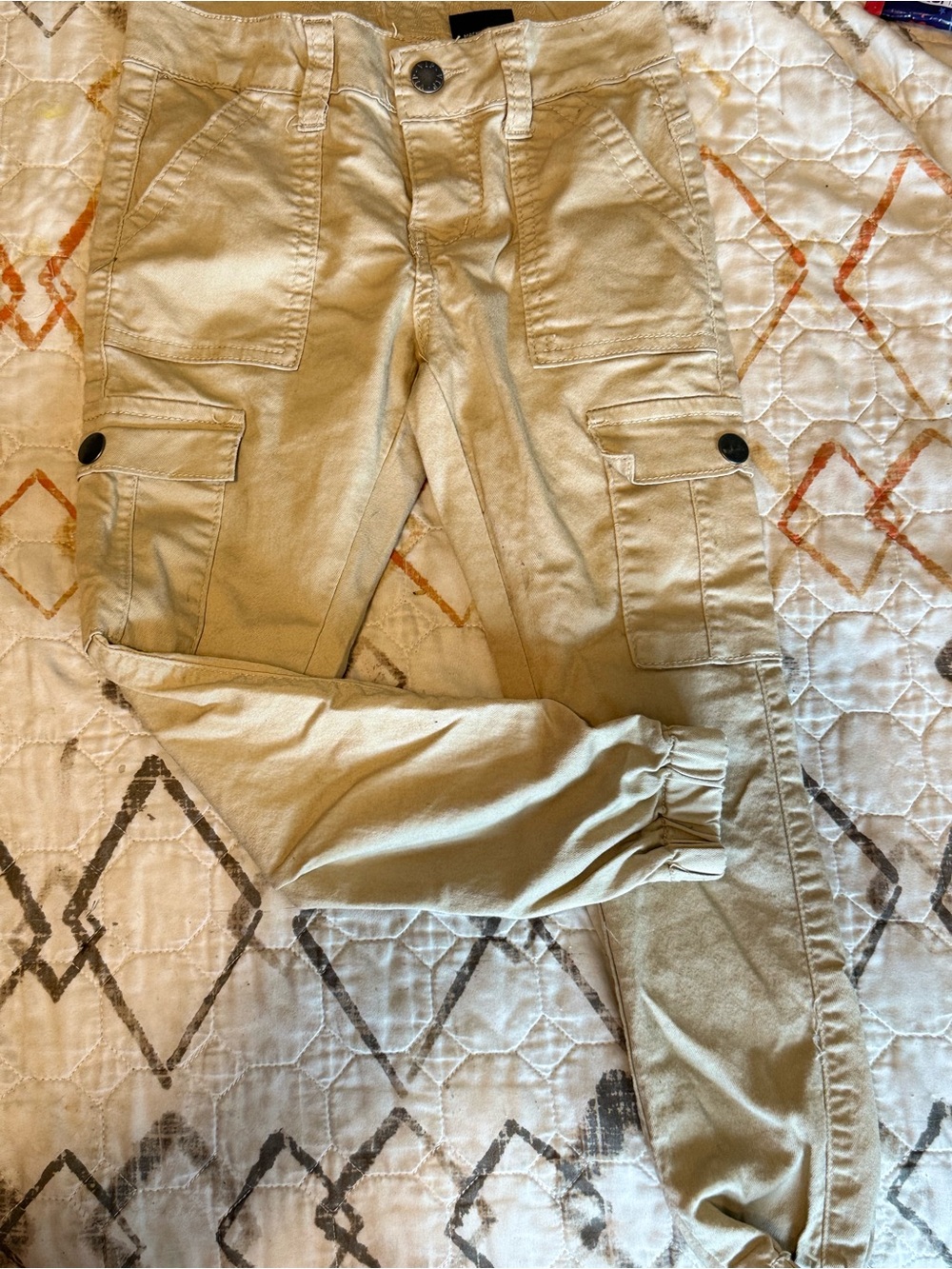 VIP Kids Tan Cargo Pants with Button Flap Pockets